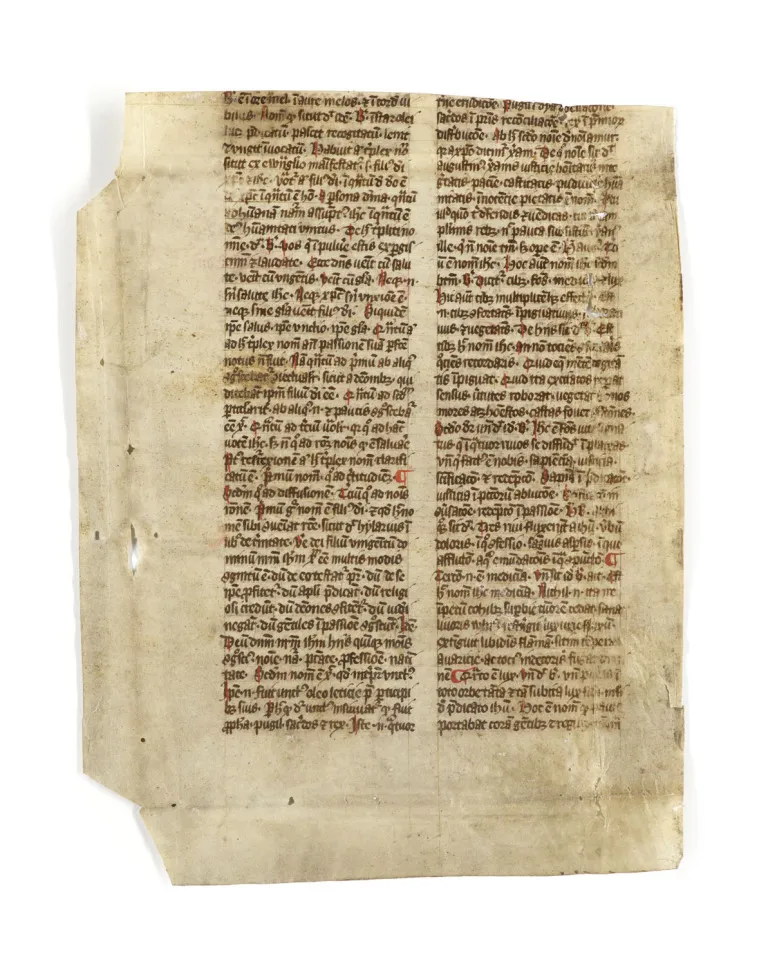 Fragment bifolium sur la doctrine de la transfiguration d'un codex liturgique-théologique d'un manuscrit médiéval tardif