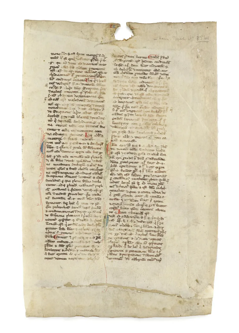 Fragment d'un manuscrit du bas Moyen Âge