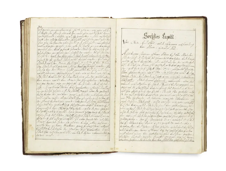 Manuscript met samenvattingen van bijbelse verhalen en de daaruit volgende "leer- en zedenherinneringen" van de schepping van…