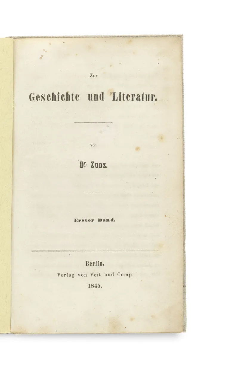 Leopold Zunz – Zur Geschichte und Literatur