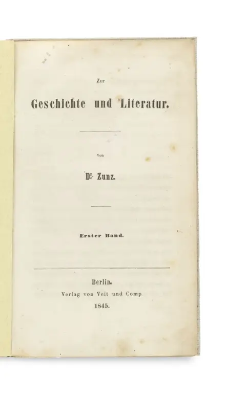 Leopold Zunz – Zur Geschichte und Literatur