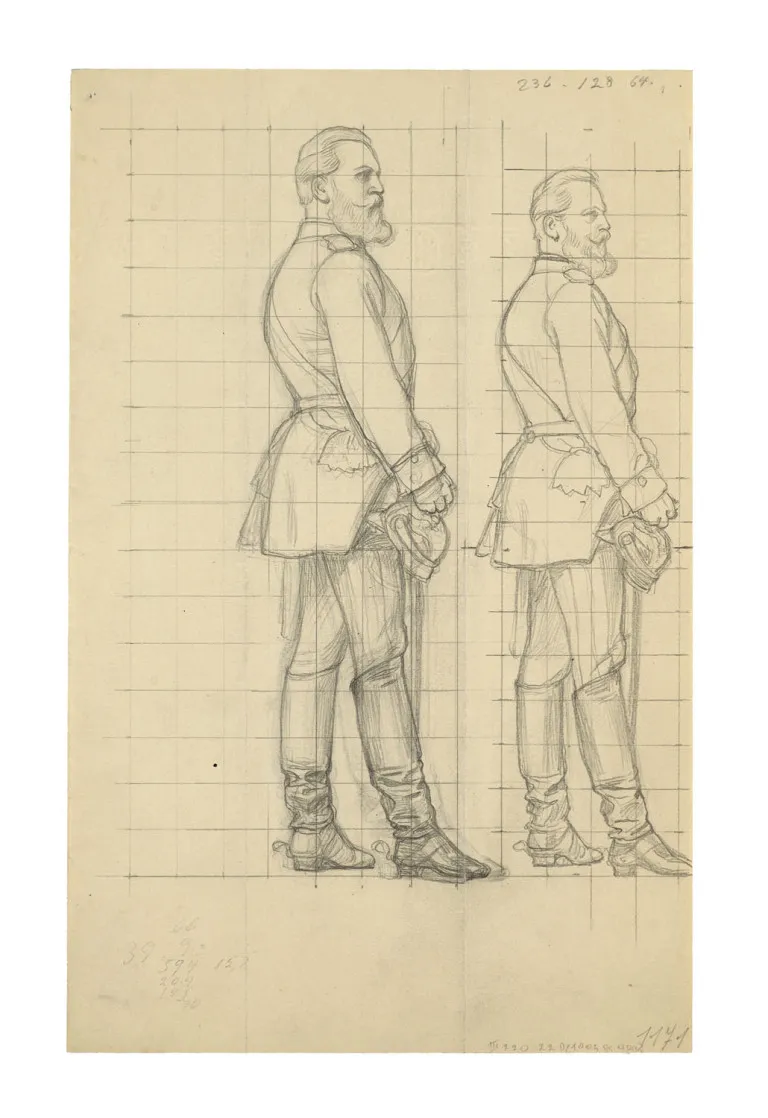 Anton von Werner – Figuurstudie van kroonprins Friedrich Wilhelm voor "De proclamatie van het Duitse Keizerrijk", Zeughaus-versie