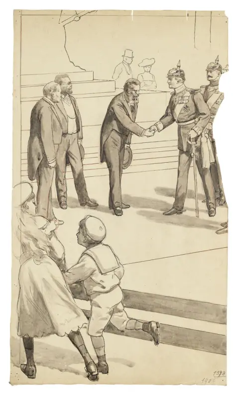Anton von Werner – Étude partielle pour le tableau "Inauguration du monument Richard Wagner dans le Tiergarten de Berlin". Vers 1906