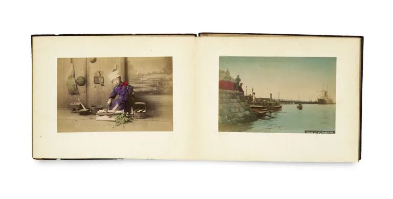Японский лаковый альбом с 50 раскрашенными оригинальными фотографиями (альбуминовые отпечатки) ок. 1880
