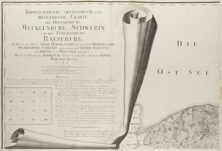 Friedrich Wilhelm Carl von Schmettau – Carte topographique, économique et militaire du duché de Mecklembourg-Schwerin et de la principauté de Ratzebourg