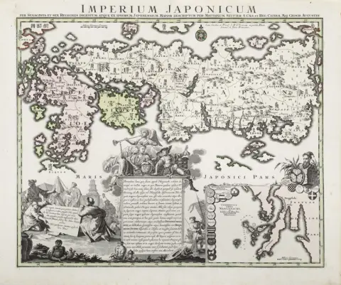 Imperivm Japonicvm ... (titre de tête), avec ancien coloris des frontières et des surfaces