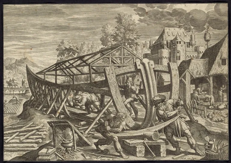 Collection de 12 gravures sur la navigation et vues de ports