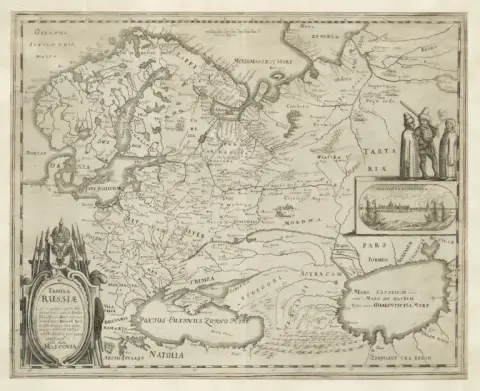Matthäus l'Ancien Merian – Tabula Russiae ex autographo, quod delineandum curavit Foedor filius Tzaris Boris desumta ... alias dicta Moscovia