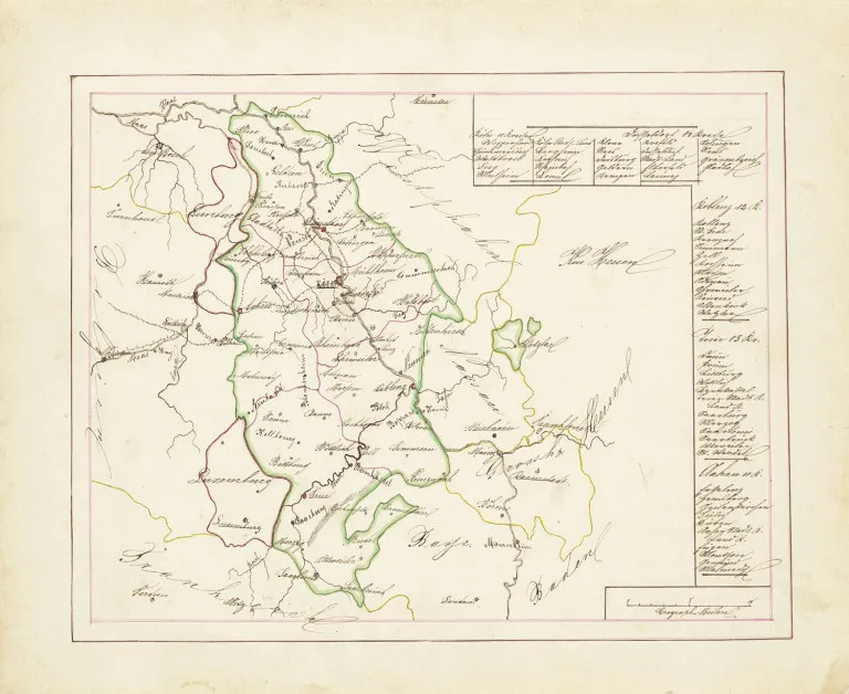 Sbírka 5 kreslených a hranicemi kolorovaných map Evropy a Asie a také mapa světa