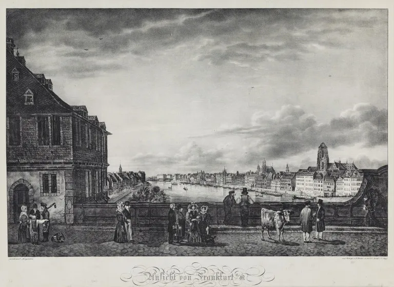 F. Heister n. C. Morgenstern – Ansicht von Frankfurt a/M. OLithographie