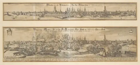 Caspar Merian – Münster ve Vestfálsku před obléháním