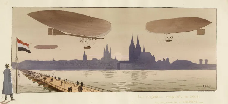 Marguerite Montaut – Les Dirigeables Parceval et Gross en Manoeuvre à Cologne