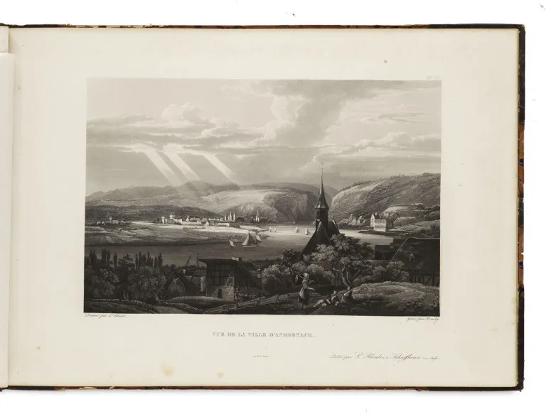 Johann Ludwig Bleuler – Album mit Sammlung von 14 Rheinansichten
