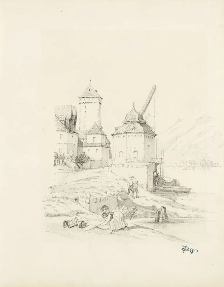 Collectie van 5 landschapstekeningen