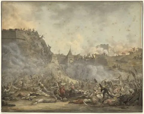 19e eeuw Frans – Belegeringsscène