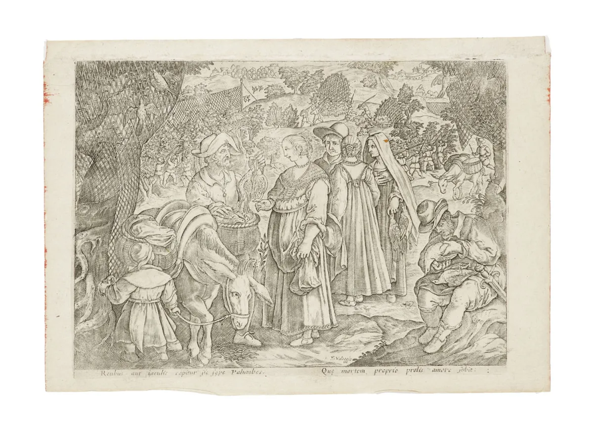 Francesco Valegio – Vier Blatt aus der Folge "Venationes Ferarum, Avium, Piscium" nach Jan van der Straet, gen