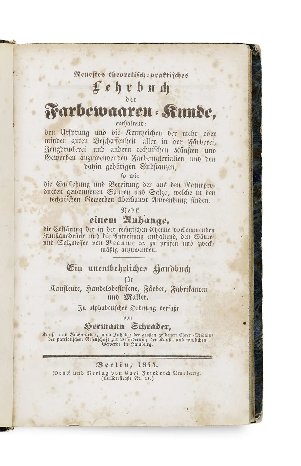 Hermann Schrader – Instruction pour l'usage correct et avantageux de la Terra Catechu pour la teinture brune véritable, du chromate de potasse…