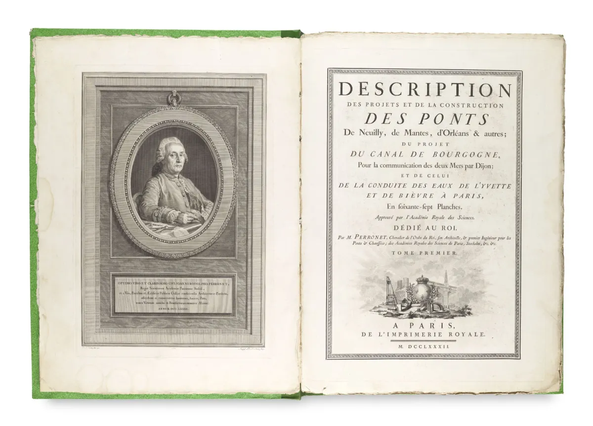 Jean Rodolphe Perronet – Description des projets et de la construction des ponts de Neuilly, de Mantes, d'Orléans & autres ... 3 volumes (I, II, Suppl.)