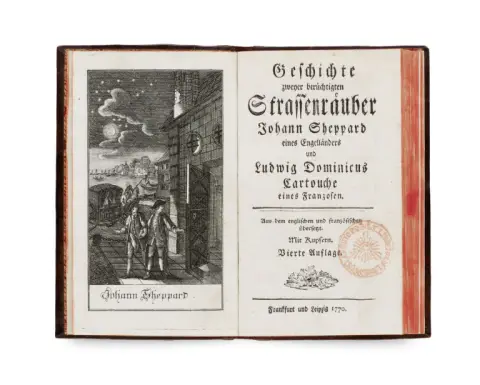 Histoire de deux célèbres voleurs de grand chemin Johann Sheppard, un Anglais, et Ludwig Dominicus Cartouche, un Français