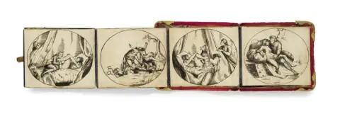 Leporello avec 7 représentations de saints et 6 érotiques