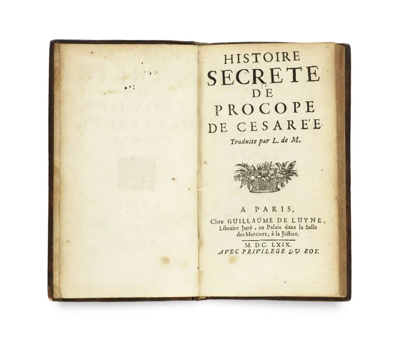 Histoire Secrete de Procope de Cesare'e. Paris, Guillaume de Luyne, 1669