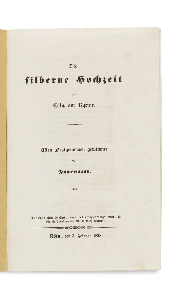 Karl Immermann – Die silberne Hochzeit zu Köln am Rheine