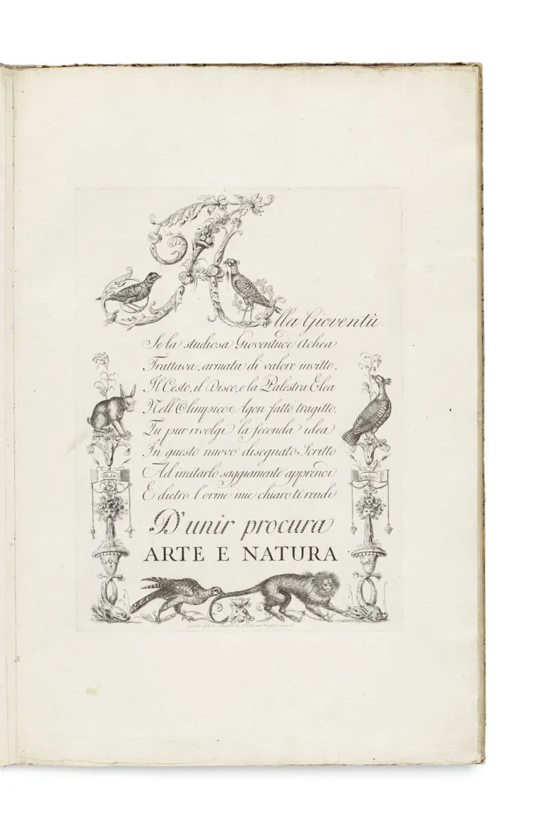 Gaetano Giarré – Alfabeto di lettere iniziali adorno di animali e proseguito da vaga serie di caratteri
