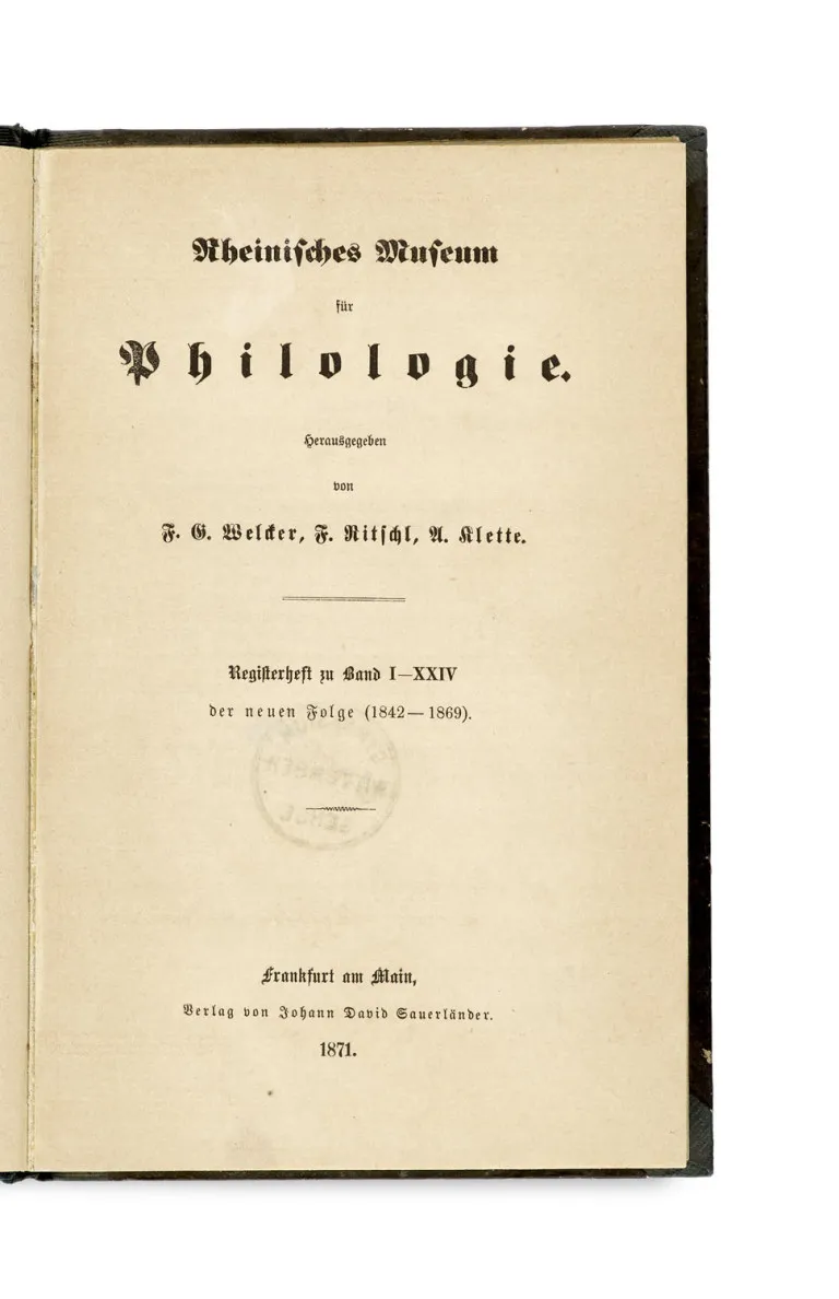 Friedrich Nietzsche – Rheinisches Museum für Philologie