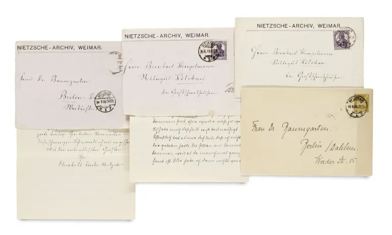 Collection d'autographes d'Elisabeth Förster-Nietzsche (1846-1935), sœur et seule exécutrice testamentaire de son frère…