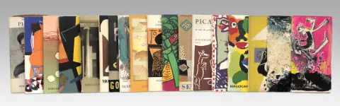 Collectie van 17 geïllustreerde catalogi van Galerie Berggruen met originele grafiek