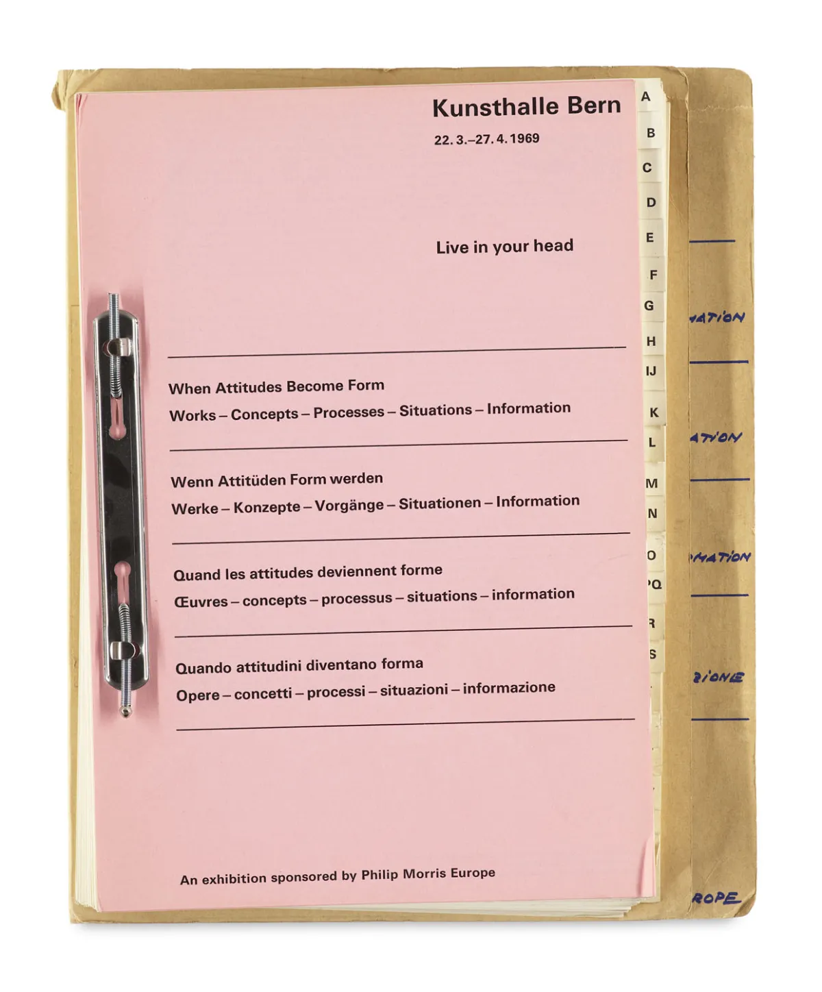 Harald Szeemann (Hg.) – Live In Your Head