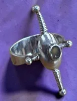 modern. Silberring-925-, RG 58, Ringkopf 3x1,8 cm, 3,63 gr.