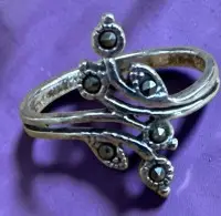Bague en argent 925 avec marcassites, taille 53, 2,26 g