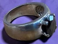 Bague en argent 925 avec pierre noire facettée, taille 56, 7,69 g