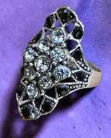 Silberring-925- mit klaren und schwarzen Steinen, RG 55,5, 45,5 gr.