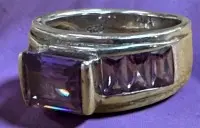 Bague vintage en argent 925 avec améthystes, taille à degrés, taille 57, 8,54 g