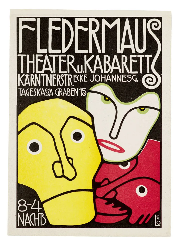 Berthold Löffler – 为维也纳工坊开设的Cabaret Fledermaus制作的手工海报