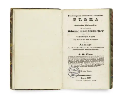 Johann Herrmann Zigra – Flore dendrologique-économique-technique des arbres et arbustes connus jusqu'à présent dans l'Empire russe…