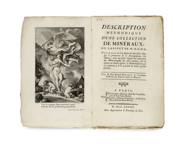 Jean Baptiste Louis Romé de l'Isle – Description méthodique d'une collection de minéraux du cabinet de M. D. R. D. L. (= Monsieur de Romé…
