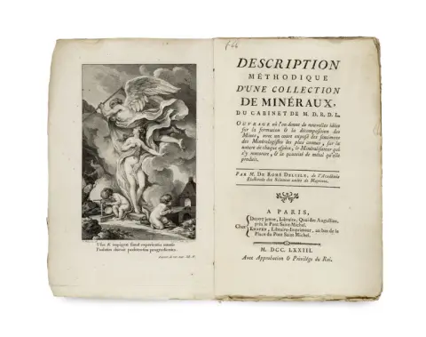 Jean Baptiste Louis Romé de l'Isle – Description méthodique d'une collection de minéraux du cabinet de M. D. R. D. L. (= Monsieur de Romé…