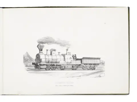 Carl Ritter von Ghega – Atlas de 8 planches sur le tableau des principaux progrès des chemins de fer de la décennie 1840-1850 et des…