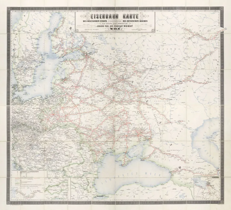 Johann Pohl and Bohuslav Widimský – Railway map of Eastern Europe with special consideration of the Russian Empire based on…