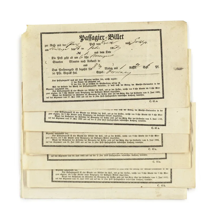 Collection de 10 billets de passager pour le transport avec la Preuss