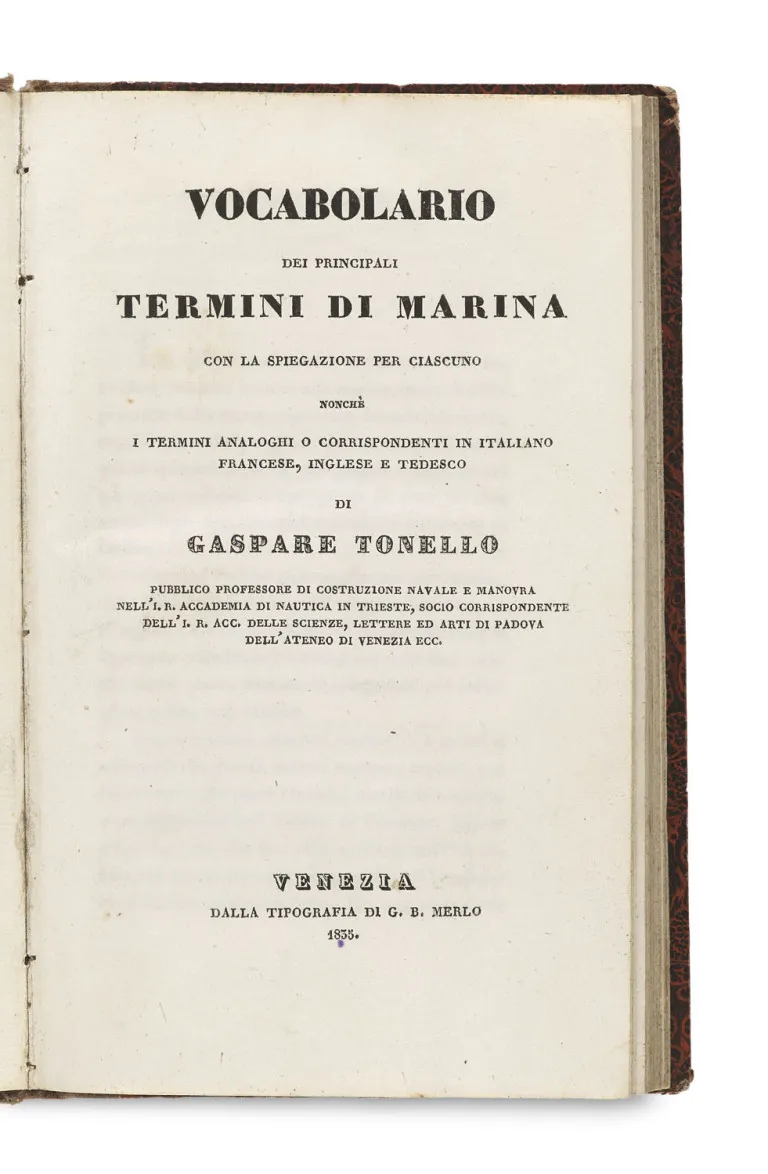 Gaspare Tonello – Vocabolario dei principali termini di marina