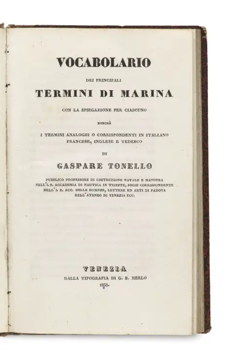 Gaspare Tonello – Vocabolario dei principali termini di marina