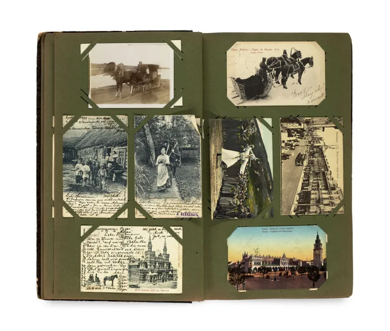 Collectie van ca. 320 ansichtkaarten, deels kleurenlithografie, deels verzonden, beschreven en gefrankeerd