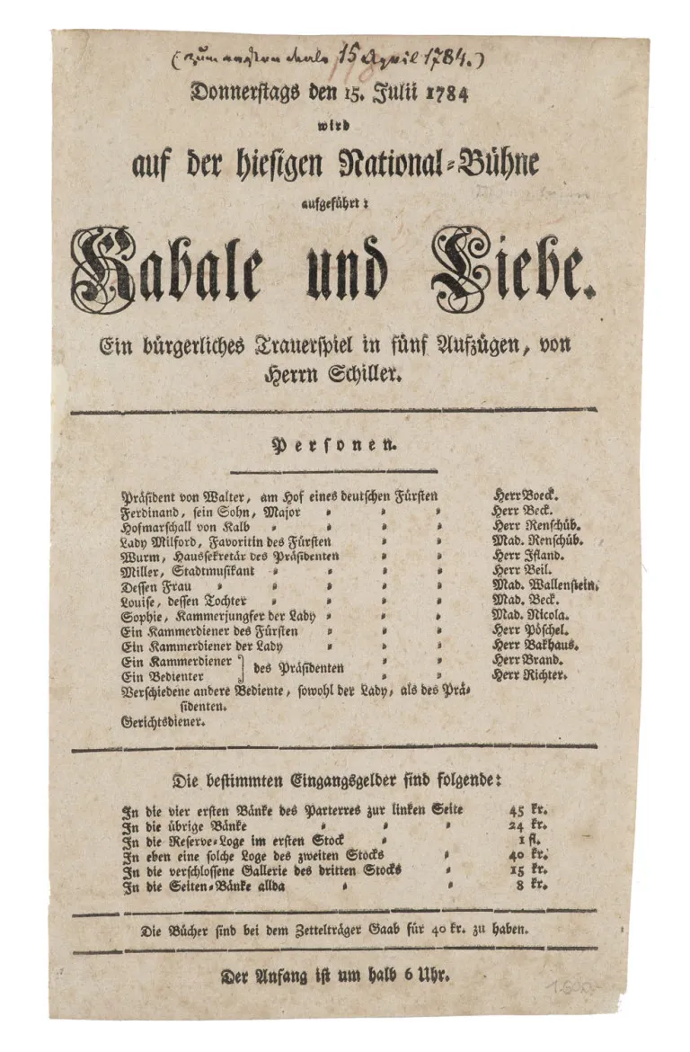Friedrich Schiller – Donnerstag den 15