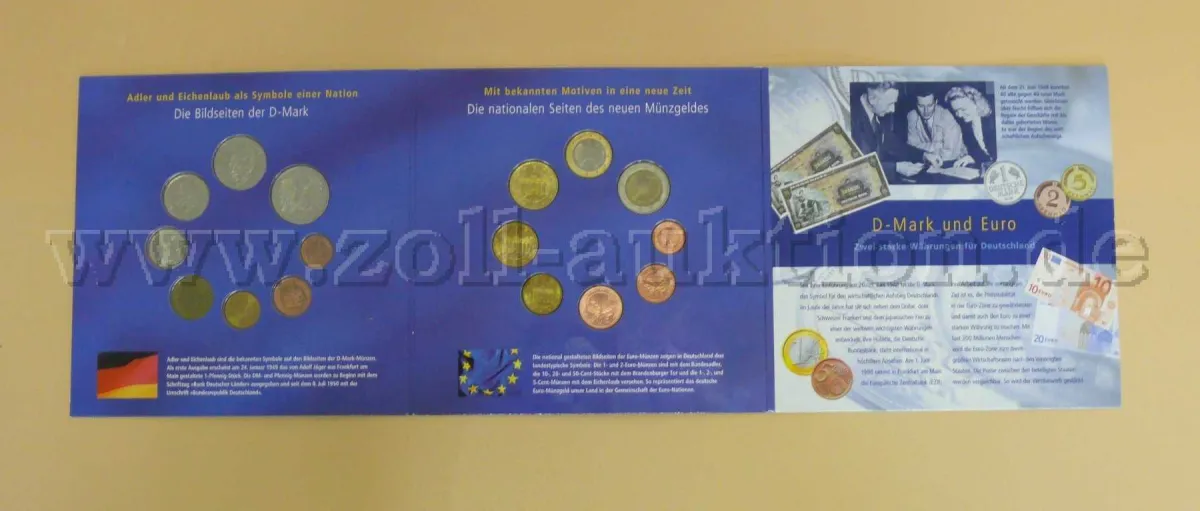 1 FRG currency change set 2001/2002 last DM and first Euro coin set