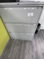 1 metal hanging file cabinet, 2 rows, 3 drawers