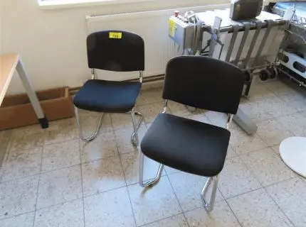 2 cantilever chairs, black fabric upholstery